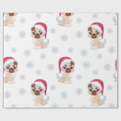 雪片と子犬 ラッピングペーパー (フラット)