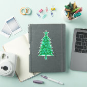 雪片と常緑樹クリスマスツリー シール (iPadカバー)