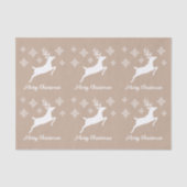 雪片と文字でベージュの白い鹿のシェイプ 薄葉紙 (正面)