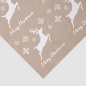 雪片と文字でベージュの白い鹿のシェイプ 薄葉紙 (詳細)