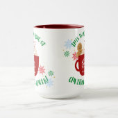 雪片と星おもしろいクリスマス応援マグカップ マグカップ (中央)