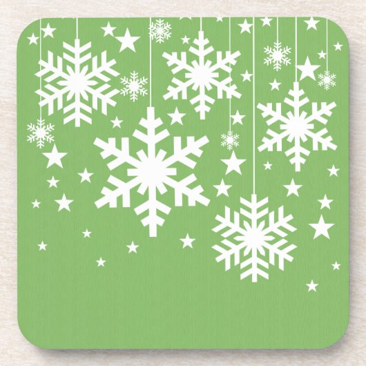 雪片と星コースターセット，緑 コースター (正面)