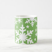 雪片と星マグカップ、緑 コーヒーマグカップ (中央)