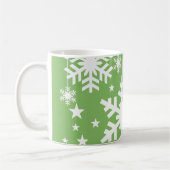 雪片と星マグカップ、緑 コーヒーマグカップ (左)