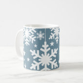 雪片と星マグカップ、青 コーヒーマグカップ (正面左)