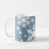 雪片と星マグカップ、青 コーヒーマグカップ (左)