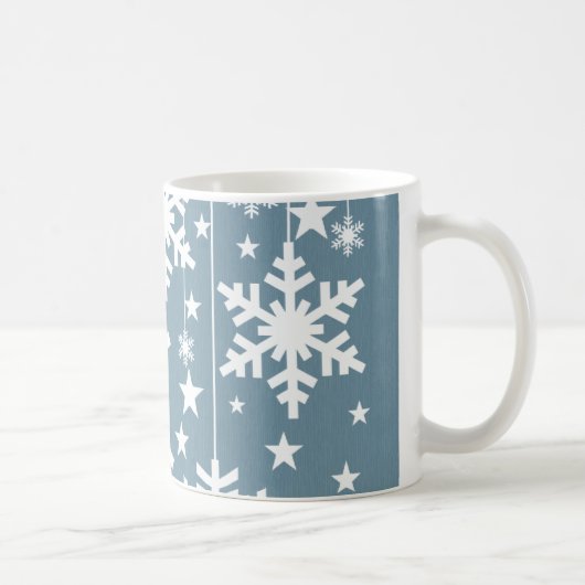雪片と星マグカップ、青 コーヒーマグカップ (右)