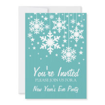 雪片と星新年招待状アクア