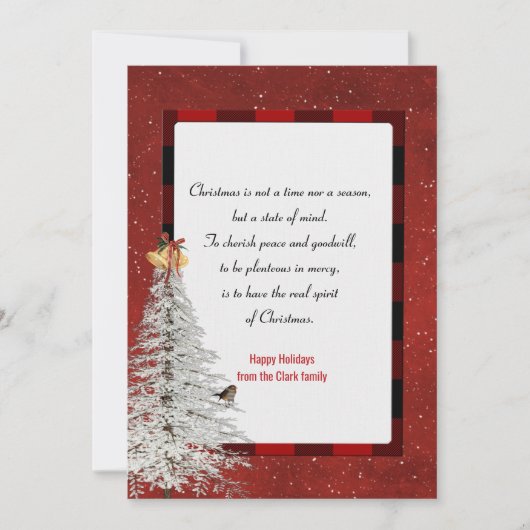 雪片と松の木とクリスマスを格子状に シーズンカード (正面)