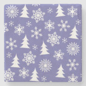 雪片と松模様 ストーンコースター (正面)