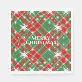 雪片と格子状の赤い緑と白いクリスマス スタンダードランチョンナプキン (正面)