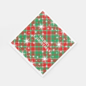 雪片と格子状の赤い緑と白いクリスマス スタンダードランチョンナプキン (角)