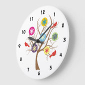 雪片と深紅色カスタム木 ラージ壁時計 (傾斜)