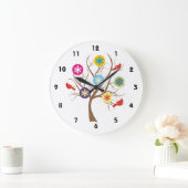 雪片と深紅色カスタム木 ラージ壁時計 (ホーム)