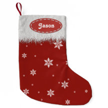 雪片と白い毛皮 – クリスマスストッキング