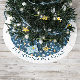 雪片と航海の要素パーソナライズされた ブラッシュドポリエステルツリースカート