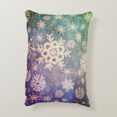 雪片と金ゴールド星タイダイのデニム アクセントクッション (裏面(縦))