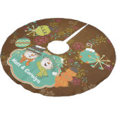 雪片と雪だるまカスタムホリデーツリースカート ブラッシュドポリエステルツリースカート (アングル)