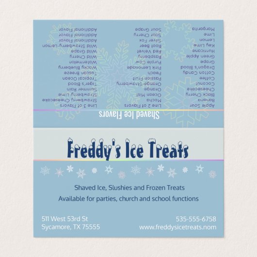 雪片によって剃られる氷の完全なリスト 名刺 (外部フラット)