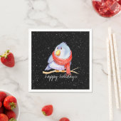 雪片にスカーフを巻いたクリスマスバード スタンダードカクテルナプキン (インサイチュ)