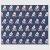 雪片にスカーフを巻いたクリスマスバード ラッピングペーパー (フラット)
