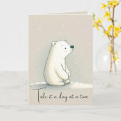 雪片にホッキョクグマ カード (黄色い花)