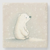 雪片にホッキョクグマ ストーンコースター (正面)