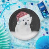 雪片にホッキョクグマ ペーパープレート (パーティー)