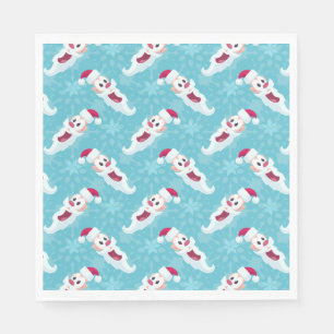 雪片のあるクリスマスサンタクロース紙 スタンダードランチョンナプキン