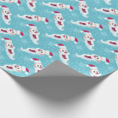 雪片のあるクリスマスサンタクロース ラッピングペーパー (角)