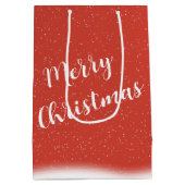 雪片のあるクリスマスドア ミディアムペーパーバッグ (裏面)