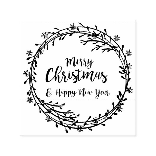 雪片のあるクリスマスリース セルフインキングスタンプ (デザイン)