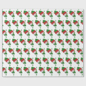 雪片のあるクリスマス雪だるま ラッピングペーパー (フラット)