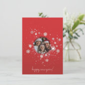 雪片のある赤いクリスマスフレーム 招待状 (スタンド正面)