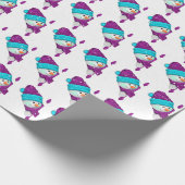 雪片のかわいいクリスマス雪だるま ラッピングペーパー (角)