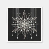 雪片のエレガント宝石は冬の黒い灰色に見える スタンダードカクテルナプキン (正面)