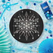 雪片のエレガント宝石は冬の黒い灰色に見える ペーパープレート (パーティー)