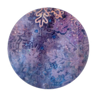 雪片のガラスまな板 カッティングボード