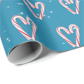 雪片のキャンディーケインハート ラッピングペーパー (ロールコーナー)