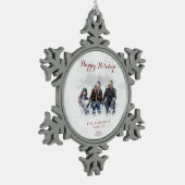 雪片のクリスマスのオーナメント スノーフレークピューターオーナメント (左)