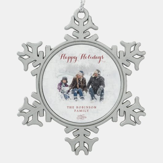 雪片のクリスマスのオーナメント スノーフレークピューターオーナメント (正面)