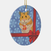 雪片のクリスマスのハムスター セラミックオーナメント (右)