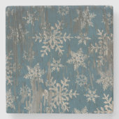 雪片のクリスマスの休日の素朴なコースター ストーンコースター (正面)