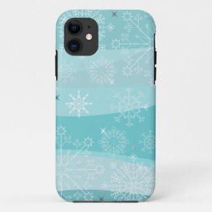 雪片のクリスマスの電話箱 iPhone 11 ケース