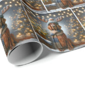 雪片のクリスマスアイリッシュセッター ラッピングペーパー (ロールコーナー)