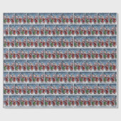 雪片のクリスマスカロリング雪だるま ラッピングペーパー (フラット)