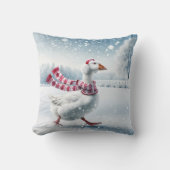 雪片のクリスマスグース歩く クッション (正面)