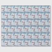 雪片のクリスマスグース歩く ラッピングペーパー (フラット)