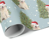 雪片のクリスマスゴールデンレトリバー ラッピングペーパー (ロールコーナー)
