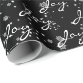 雪片のクリスマスジョイ文字 ラッピングペーパー (ロールコーナー)
